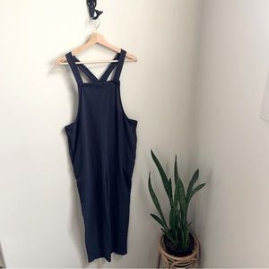 SHEIN, navy blue cotton poly blend romper with pockets in size S